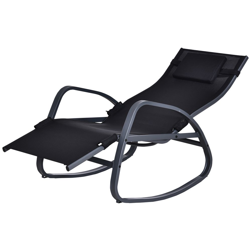 Metal Frame Zero Gravity Rocking Patio Chair - Black