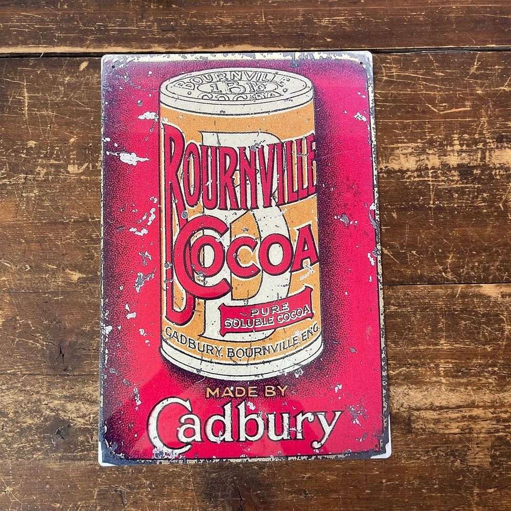 Premium Vintage Metal Sign - Retro Cadbury Bournville Cocoa Ad - High Quality Reproduction