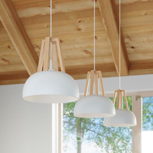 Pendant lamp steel, wood Casco modern Design E27