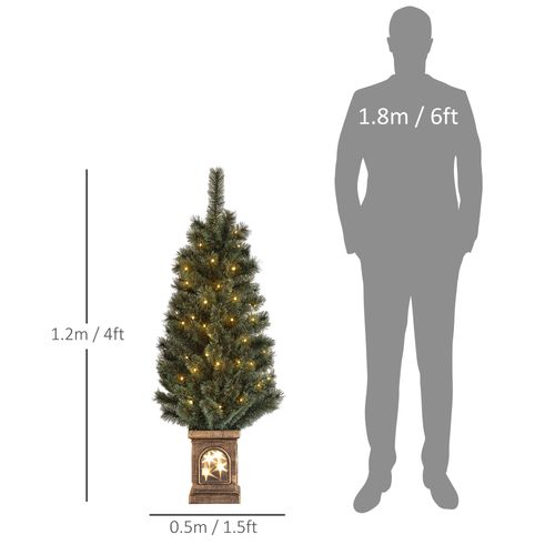 HOMCOM 4ft Artificial Christmas Tree with 80 Warm White LED Lights Remote