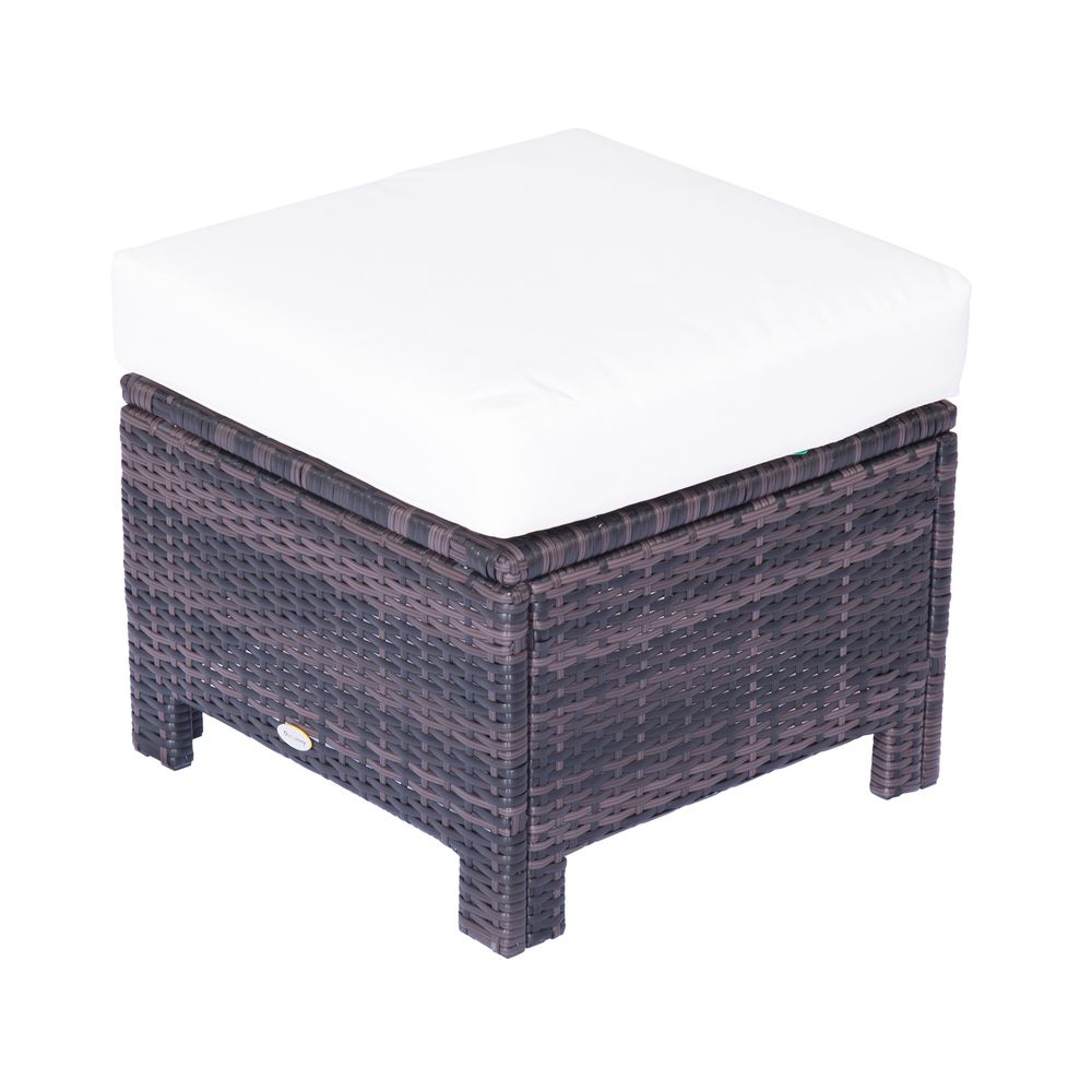 Premium Rattan Footstool Wicker Ottoman | Padded Seat Cushion | High Quality Furniture