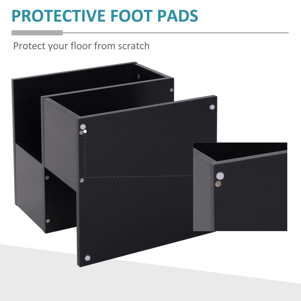 Modern Square 2 Tier Wood Coffee Side Table Storage Shelf Rack Black