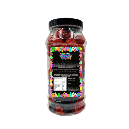 Black & Raspberry Berries Gummy Retro Sweets Gift Jar - 685g