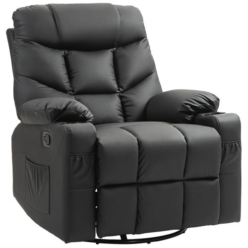 HOMCOM Manual Recliner Chair with Footrest, Cup Holder, Swivel Base