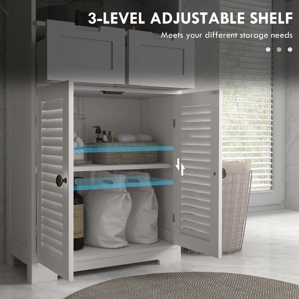 kleankin Bathroom Storage Cabinet, Small Bathroom Cabinet with Louvred Doors