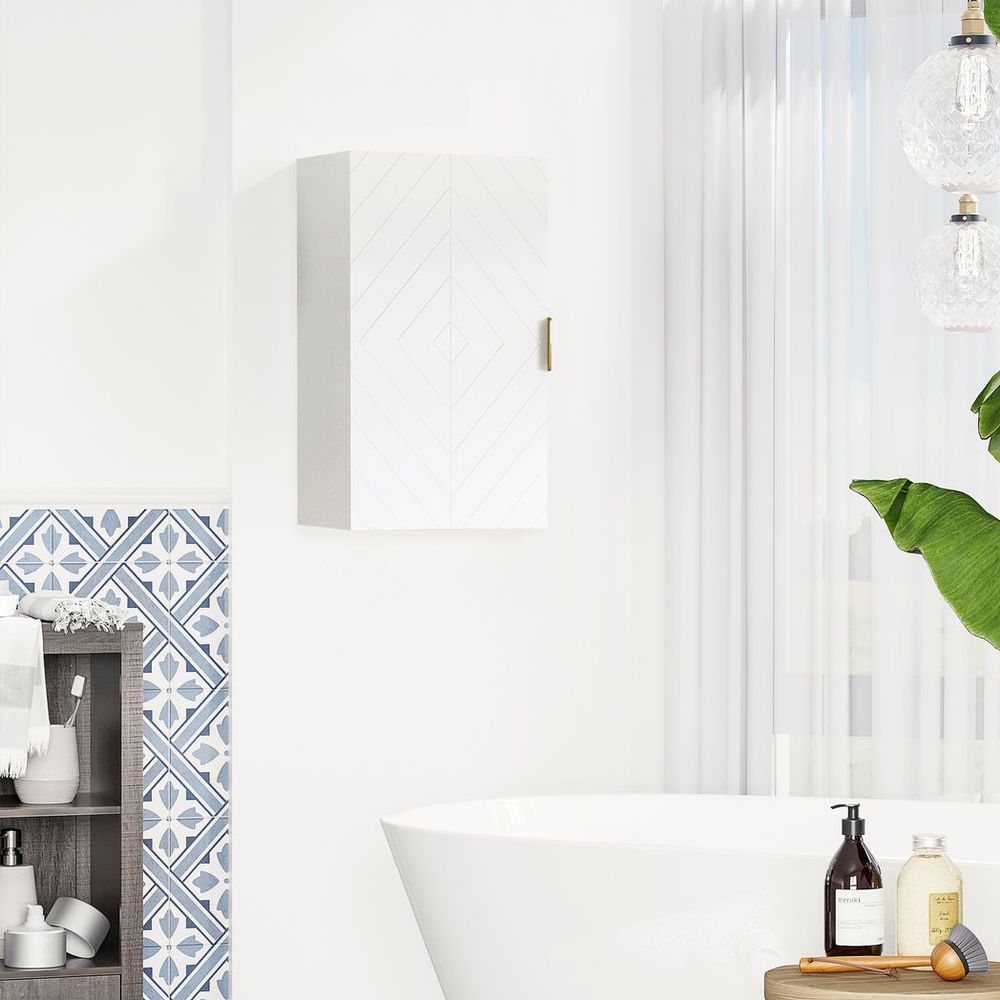 kleankin Bathroom Wall Cabinet with Adjustable Shelves for Hallway, Living Room