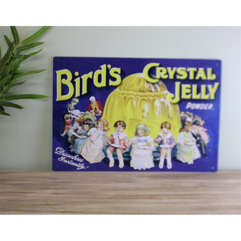 Vintage Metal Sign - Retro Advertising - Birds Crystal Jelly Powder