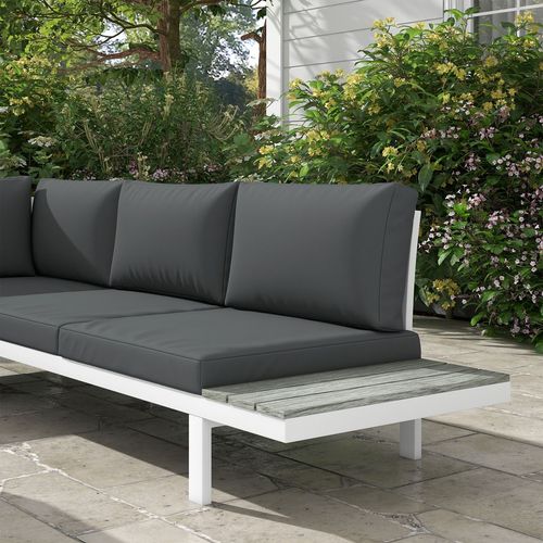 Outsunny 4 PCs Garden Set w/ 5-Level Recline Corner Conversation Sofa Set White