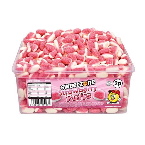 2p Strawberry Puffs 805g Tub Sweets
