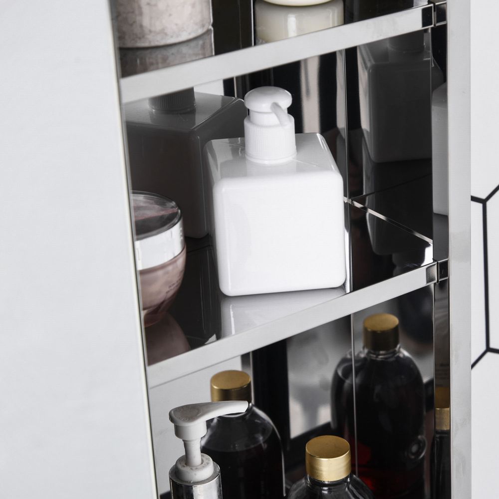 On-Wall Bathroom Storage Cabinet w/ Sliding Mirror Door Steel Frame - Space-Saver, Elegant, and Rust-Resistant