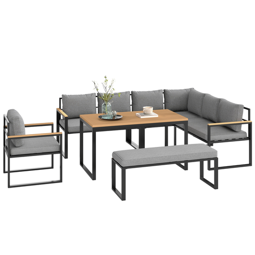 Outsunny 9 Seater Outdoor Corner Sofa Set with Wide and Deep Seats