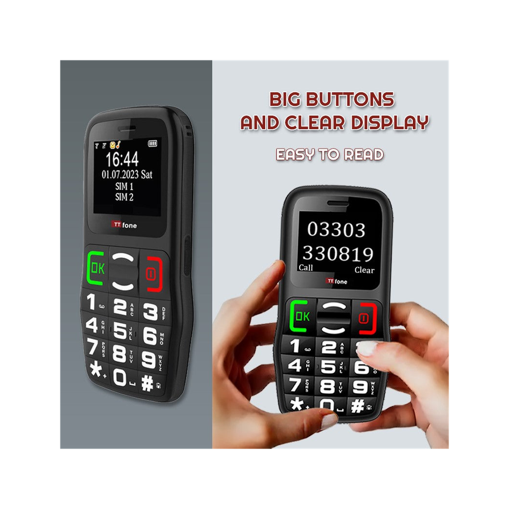 TTfone TT220 Big Button Mobile - O2 Pay As You Go - Dock Charger