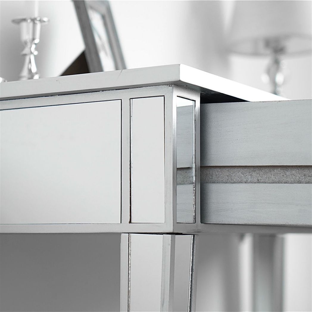 Mirrored Makeup Table Desk Vanity for Women with 2 Drawers