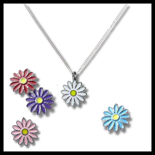 Girls Silver Daisy Charm Necklace