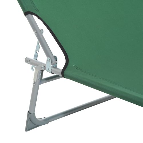 Outsunny Reclining Sun Lounger Chair Folding Camping Bed with 4-Position Adjustable Backrest, for Travel Indoor Outdoor Office Fishing, Green