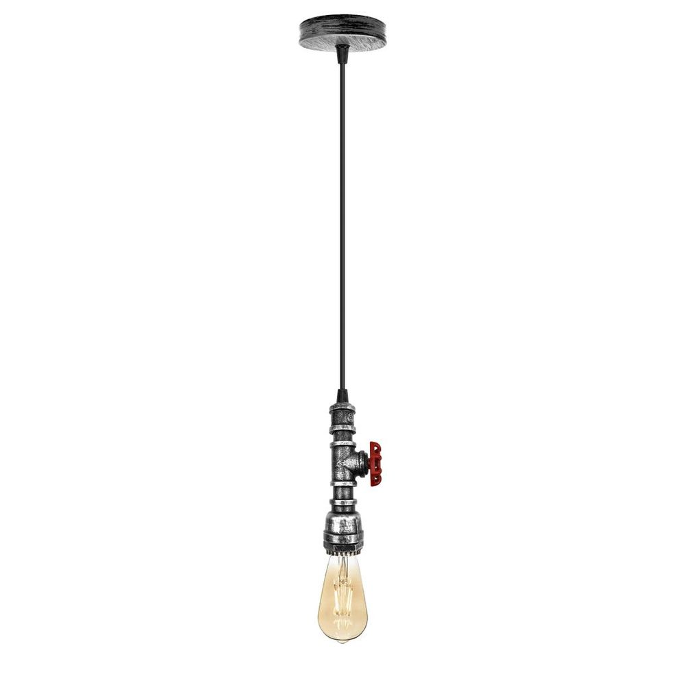 Vintage industrial metal pendant pipe light E27 fitting 95cm adjustable cable