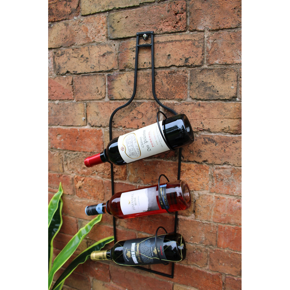 Sleek Wall-Mount Wine Holder - Store 3 Bottles Effortlessly