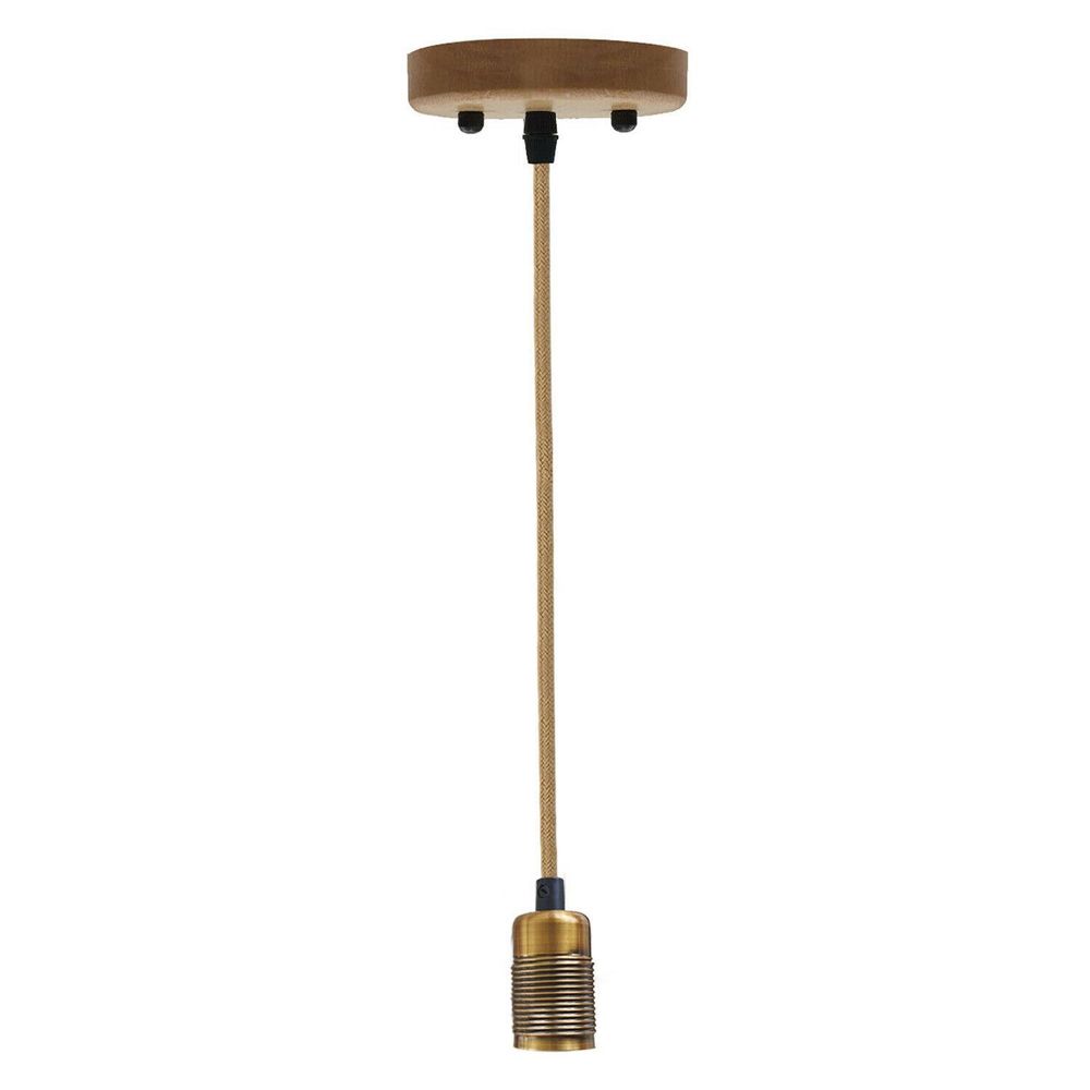 Vintage Industrial E27 Bulb Holder Screw Ceiling Rose Lamp Hemp Pendant Indoor Hanging Light