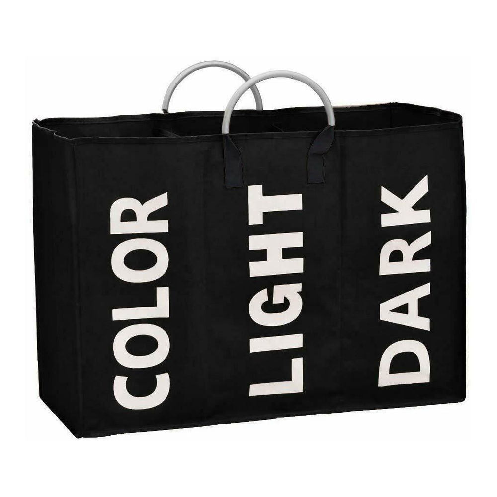Premium 3 Compartment Laundry Bag - Black
