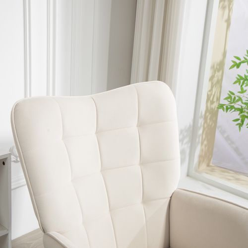 HOMCOM Accent Chair Velvet-Touch Tufted Wingback Armchair