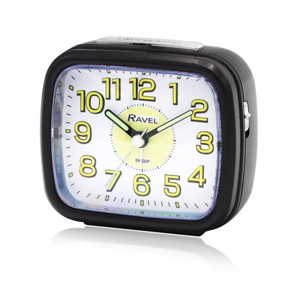 Ravel Mid sized Bedside Quartz Alarm Clock Black RC044.3