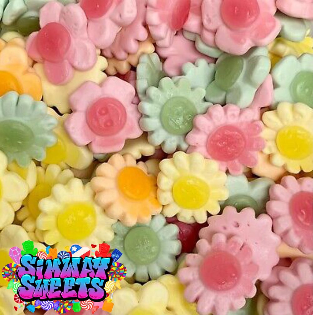 Delicious Happy Flowers Foam Gummies - Retro Sweets Gift Jar - Multicoloured - Buy Now!