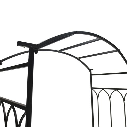 Outsunny Garden Metal Arch Bench Outdoor 2-Seater Chair, Patio Rose Trellis Arbour Pergola for Climbing Plant Vintage Classic Black 115L x 50W x 203H cm