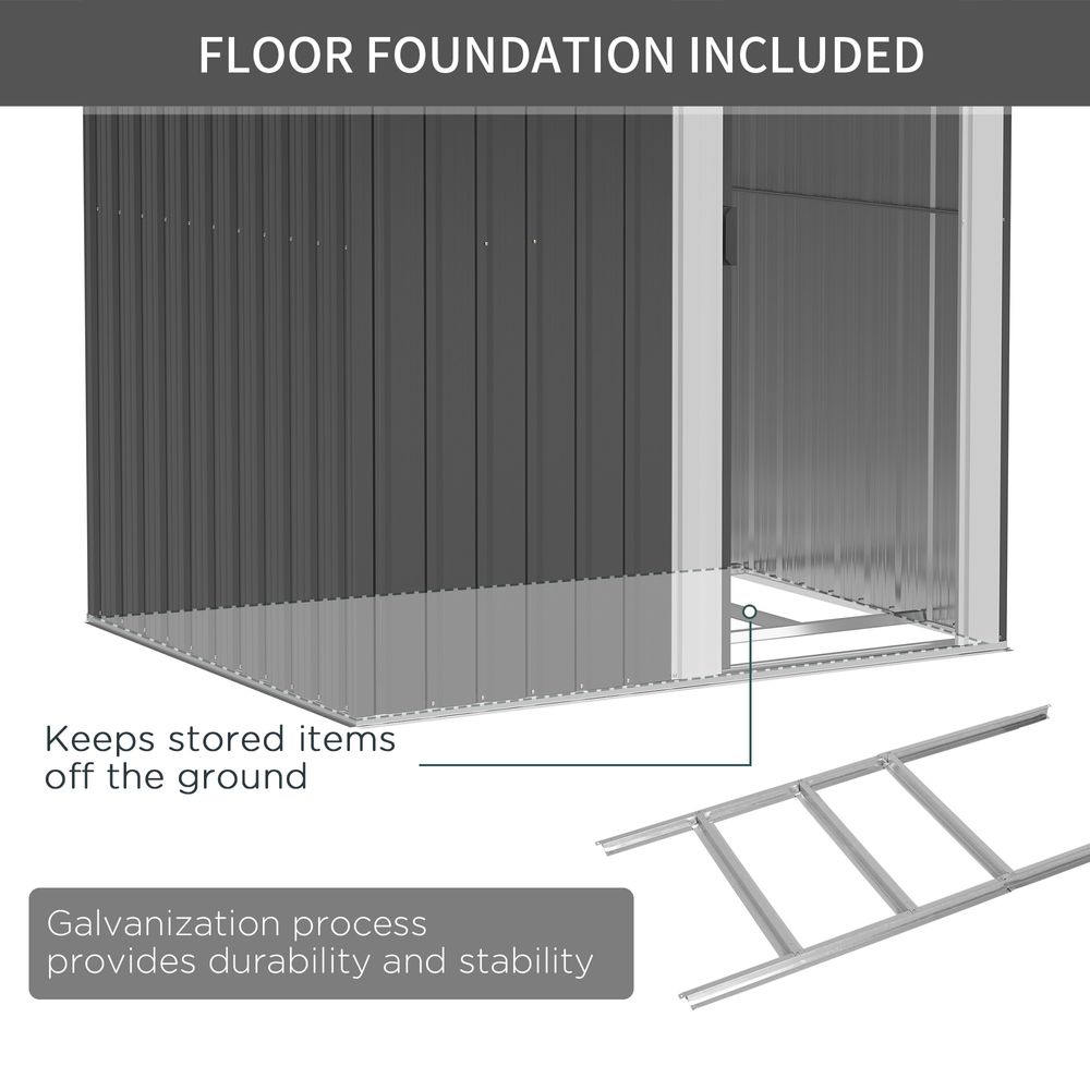 Outdoor Storage Shed, Sliding Door, Sloped Roof 152 x 132 x 188 cm, Grey