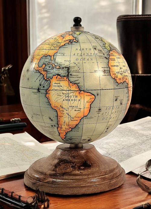 5 Inch World Globe on Mango Wood Stand