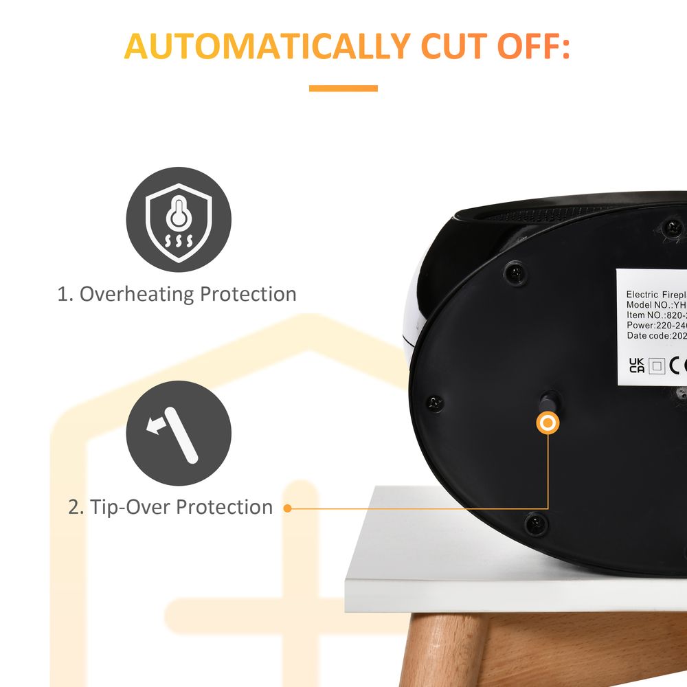 Free standing Electric Fireplace Heater Rotatable Head Overheating Protection