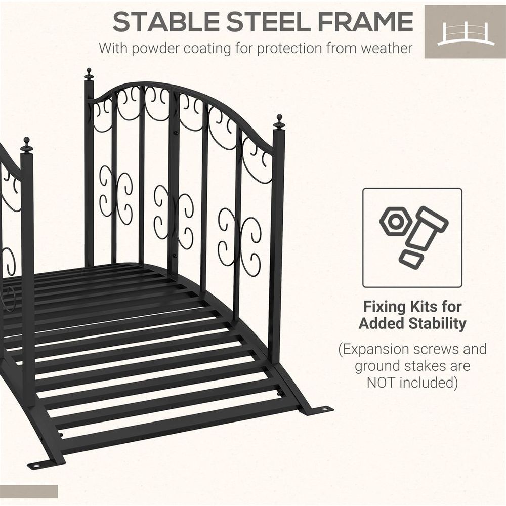 Outsunny 1.2M Classic Scrollwork Arch Bridge, Black