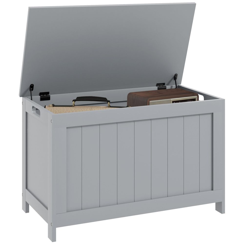 HOMCOM Storage Chest with 2 Safety Hinges, Storage Bench for Living Room