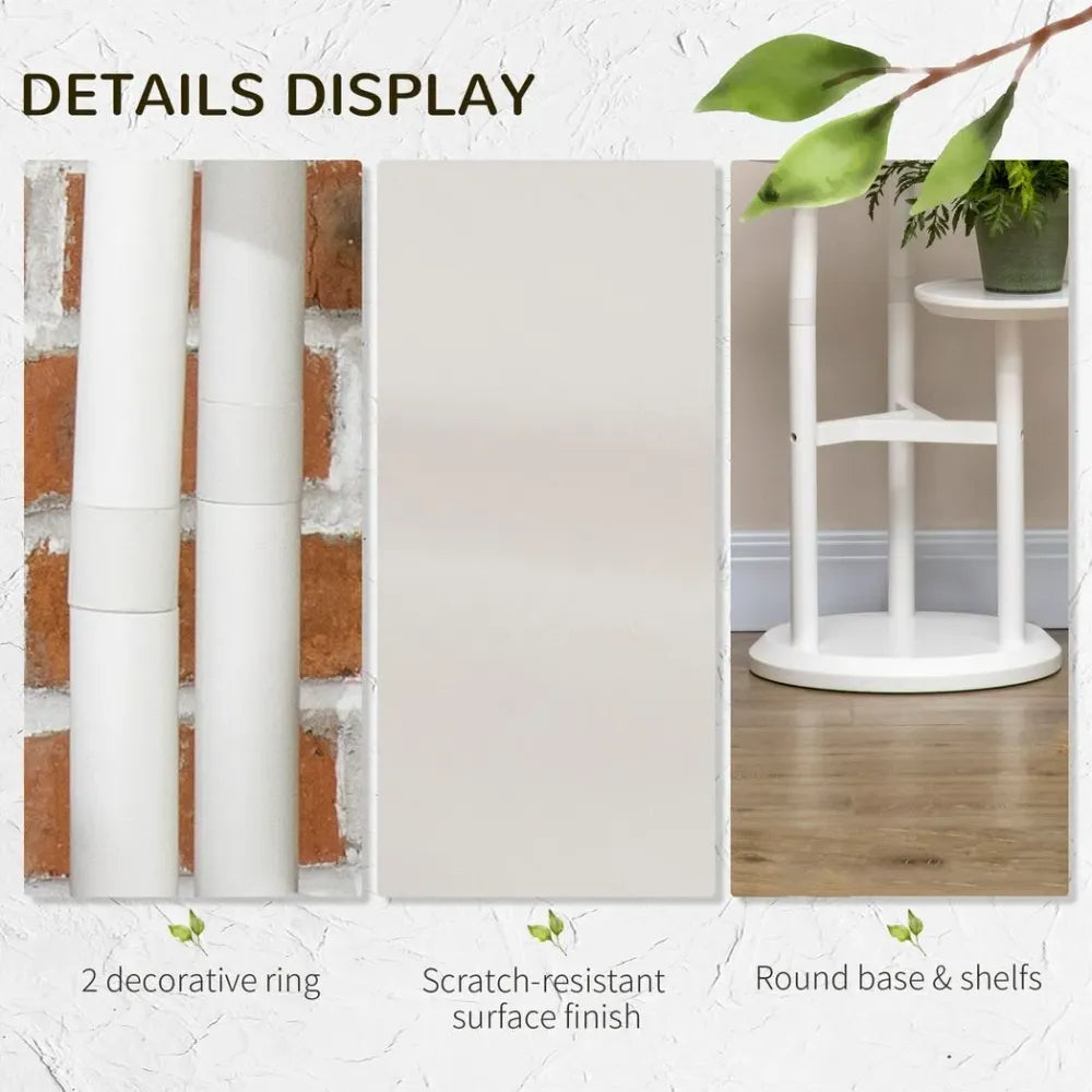 High-Quality 3 Tiered Bamboo Plant Stand - Indoor/Outdoor - White