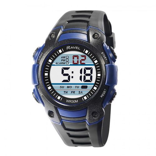 Ravel Mens 3ATM Digital Sports Black/Blue Watch RDG.14.10