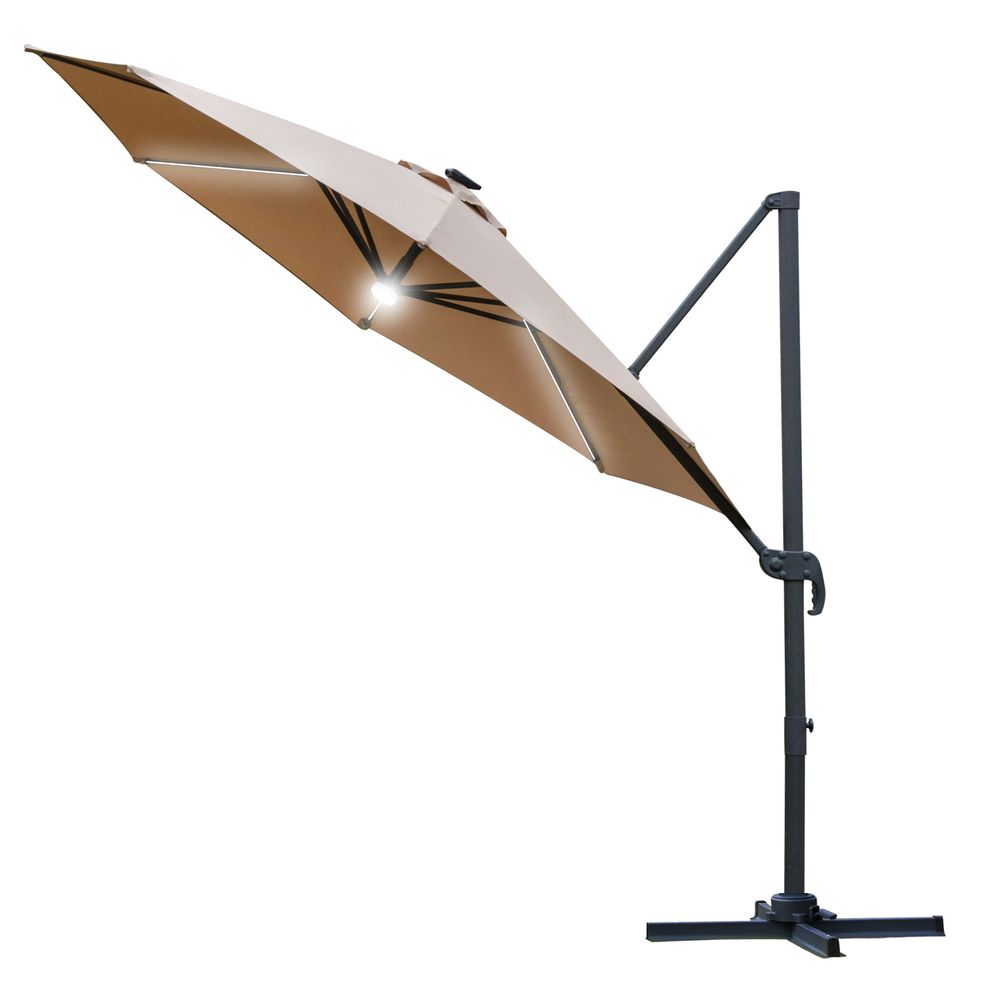 High-Quality 255cm Patio Parasol with LED Lights - Protect and Illuminate Your Outdoor Space!