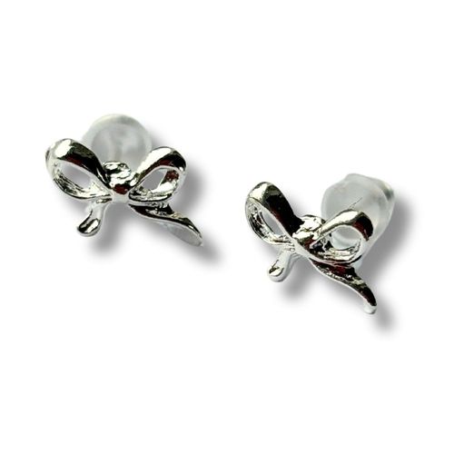 Bow Silver Stud Earrings