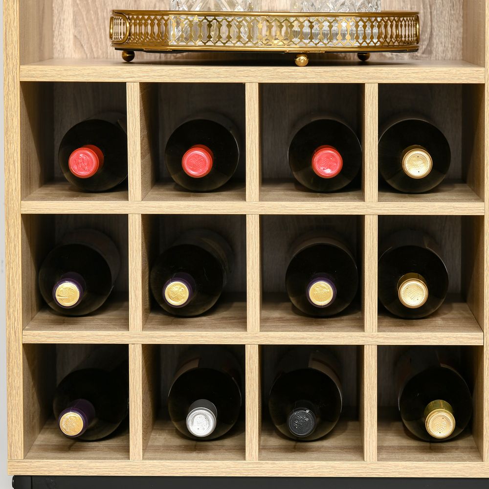 Wine Cabinet for 12 Bottles, Sideboard with Glass Holders, Brown Holders
