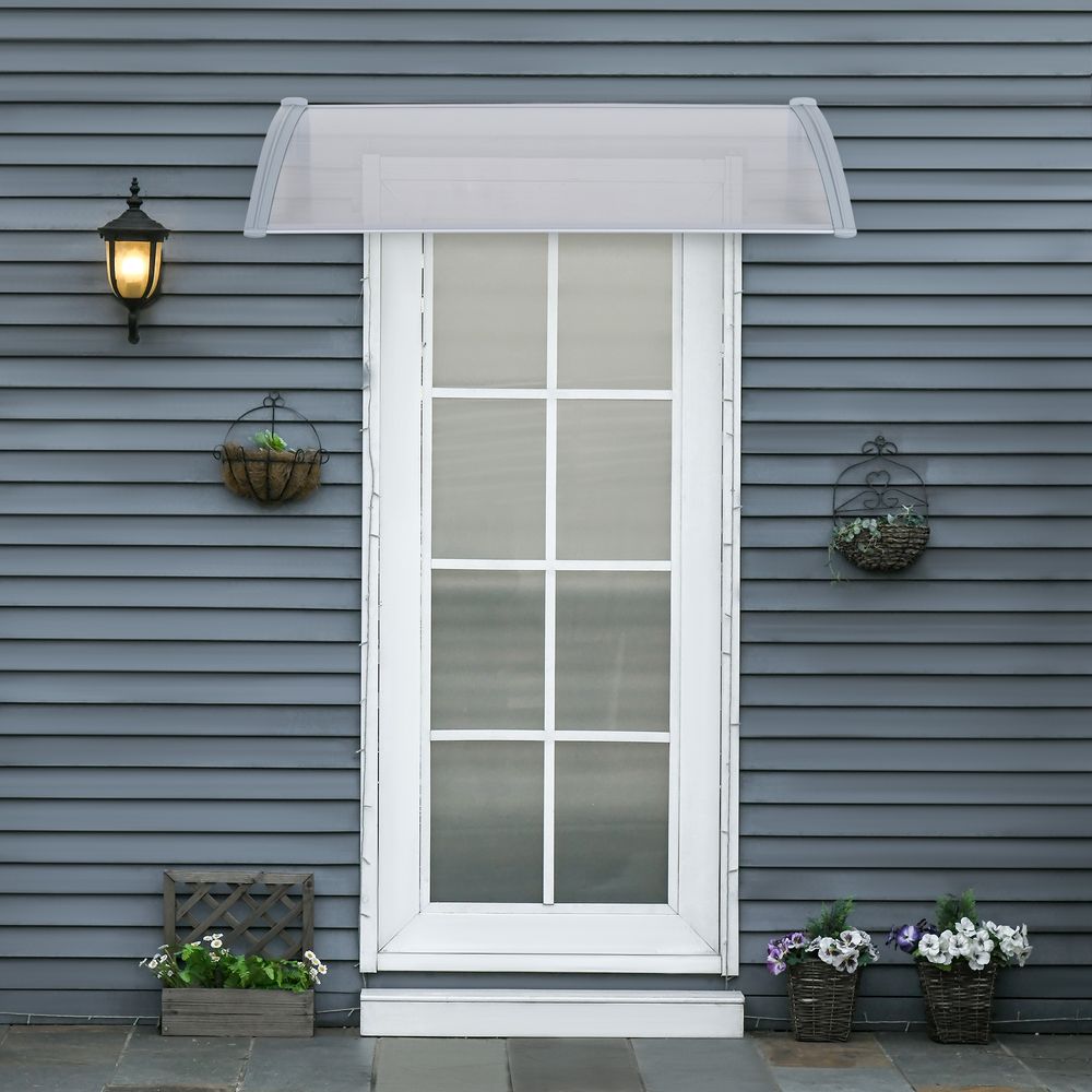 Premium 140Wx70L Door Awning Canopy - UV & Weather Resistant - Transparent/Silver