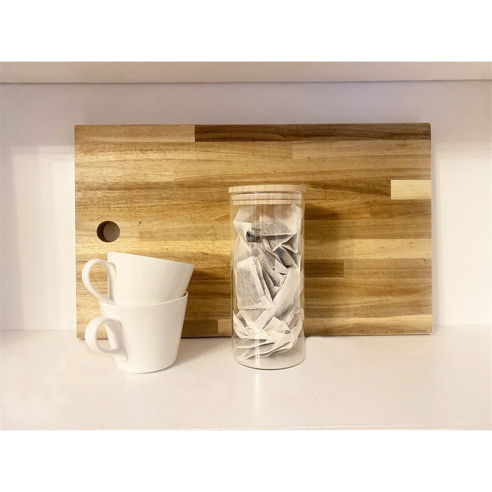 Premium Glass Jar - 21cm with Bamboo Lid | Food Safe & Airtight | 1000ml Capacity