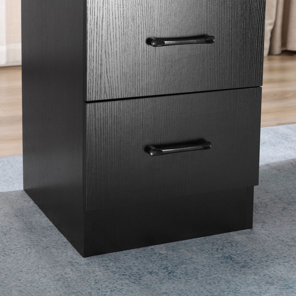 Modern Black 120cm Computer Desk Shelf, Drawers - High-Quality Black