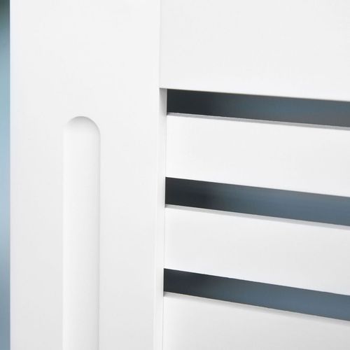 HOMCOM Modern Radiator Cover Cabinet Slatted Design MDF White Medium