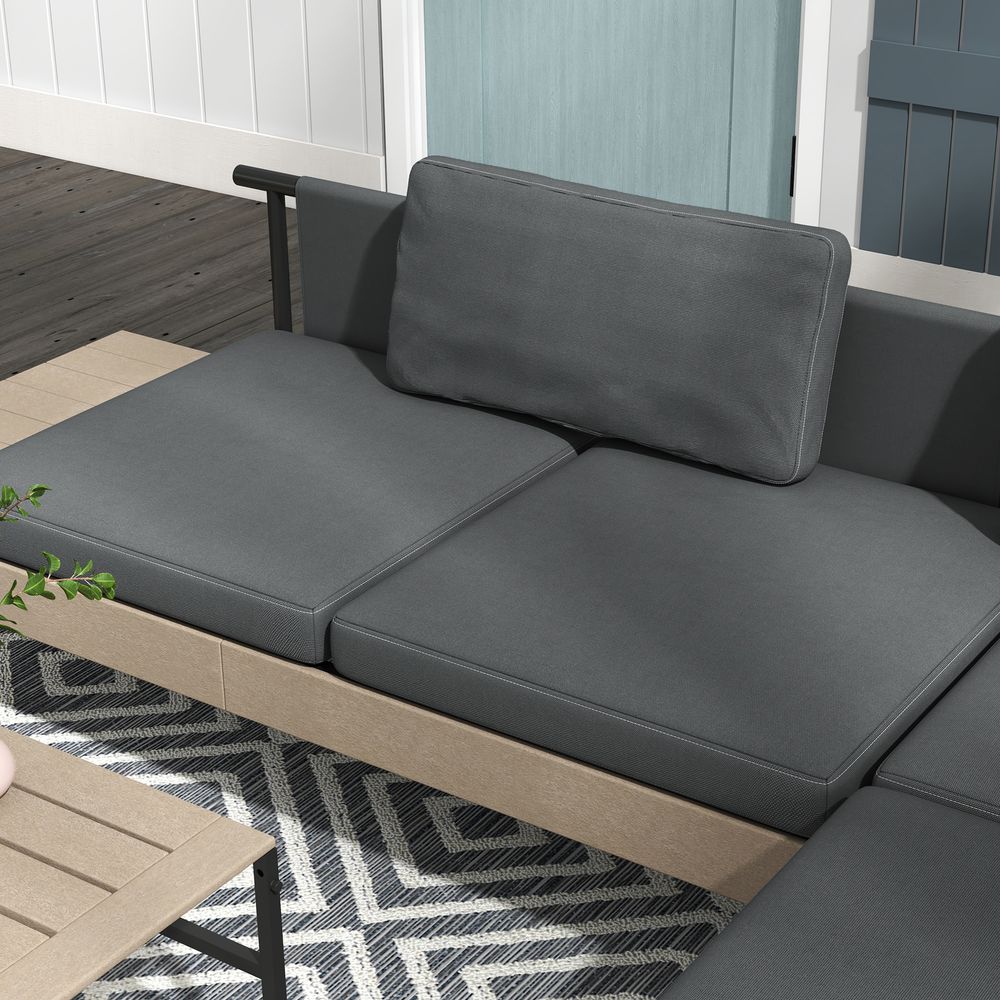 Transform Your Garden with Outsunny HDPE Furniture Sets - Grey, Cushions, Table, L-Shaped Sofa