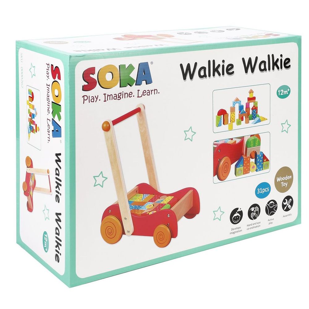 SOKA Walkie Walkie 0000262 - Quality Baby Walker with Wooden Blocks