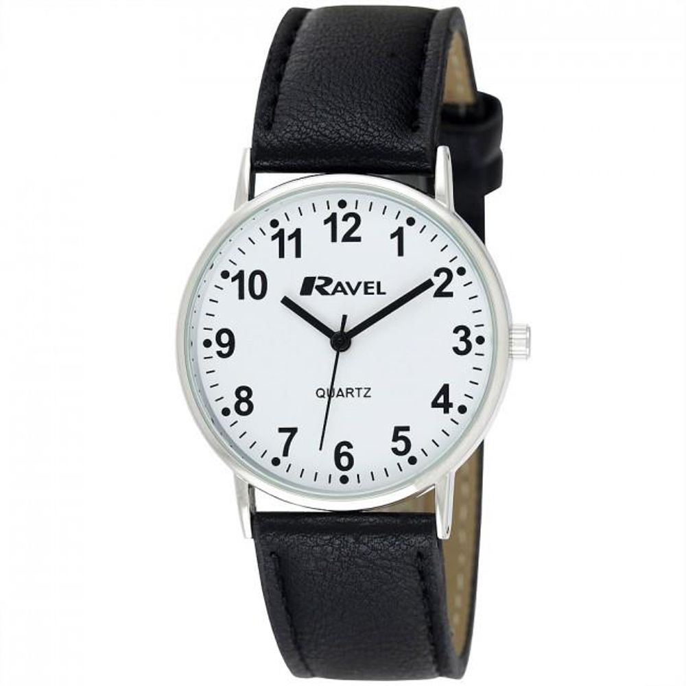 Ravel Mens Classic Strap Watch Black / Silver / White Watch R0129.15.1