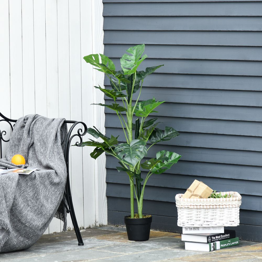 Artificial Monstera Tree 21 Leaves Palm Tree for Indoor Outdoor 1m
