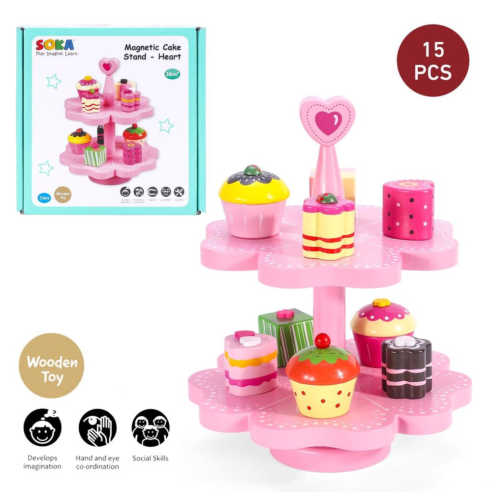 SOKA Magnetic Cake Stand - Heart 0000471: Charming toy for tea parties, role play, and educational development.