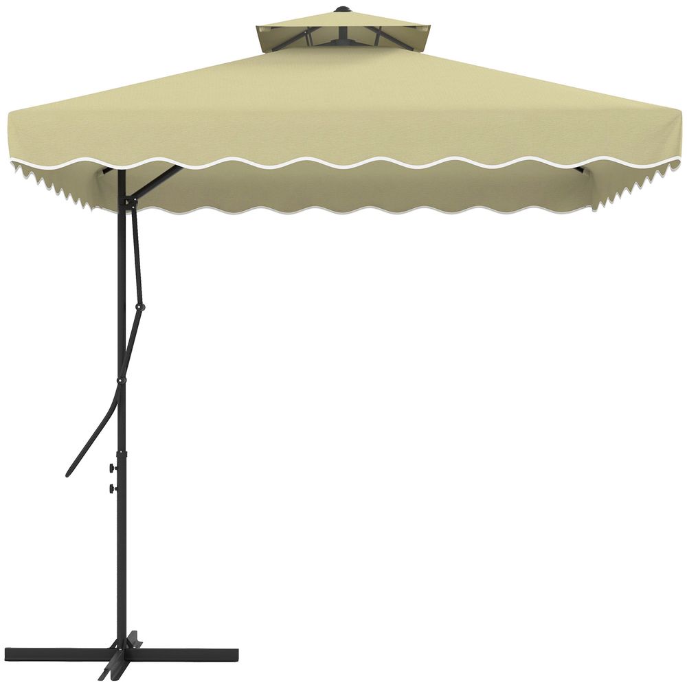 Premium Outsunny 2.5m Square Cantilever Garden Parasol - Elegant Grey Design - High-Quality Materials - Cross Base Included