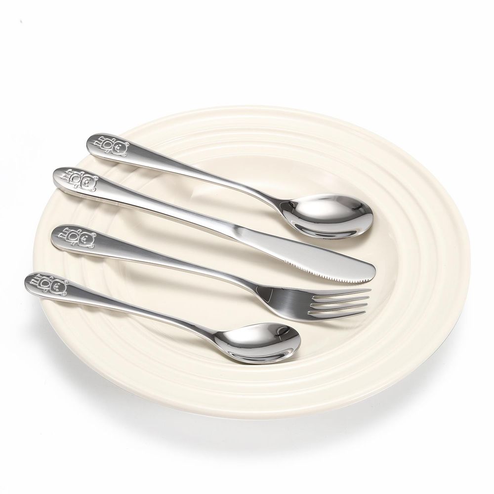 Vinsani Jungle Kids Cutlery Set - Durable Stainless Steel - Fun Animal Embossments - Perfect for Little Ones - High Quality