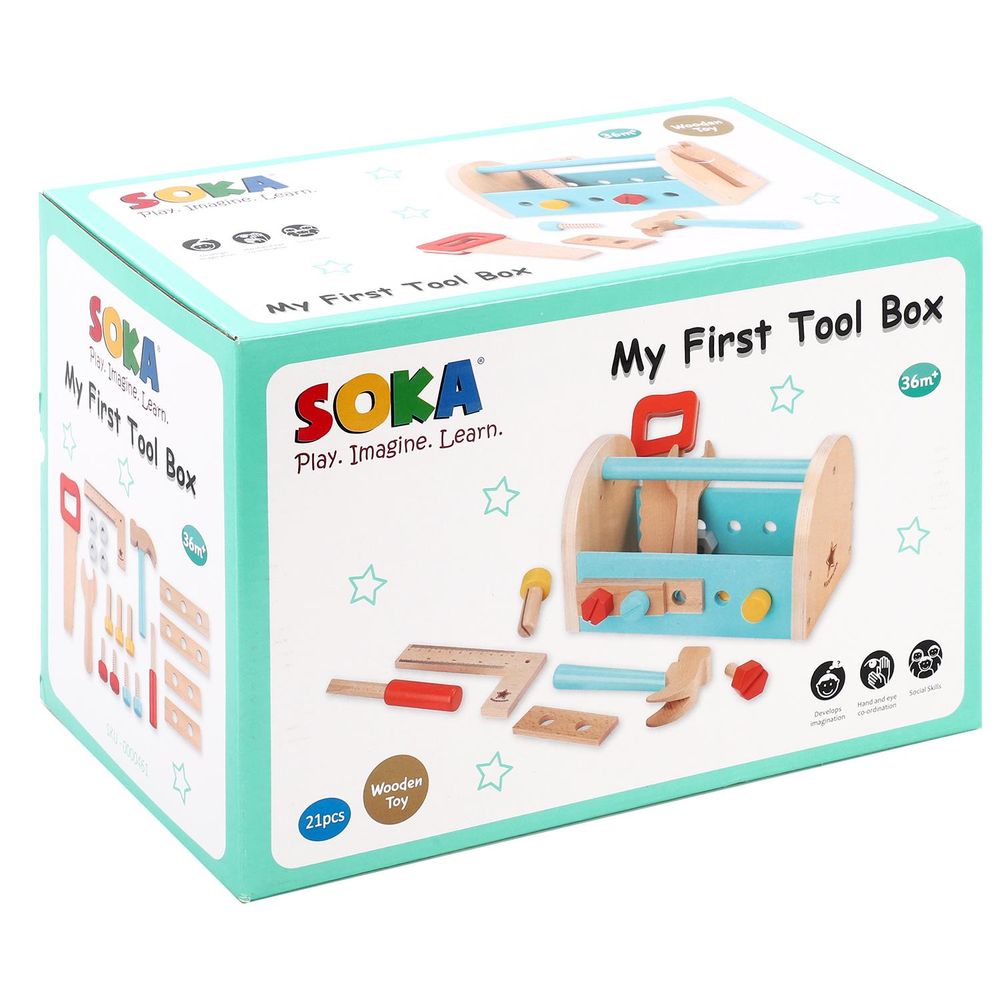 SOKA My First Tool Box - Realistic Wood DIY Toys for Little Builders