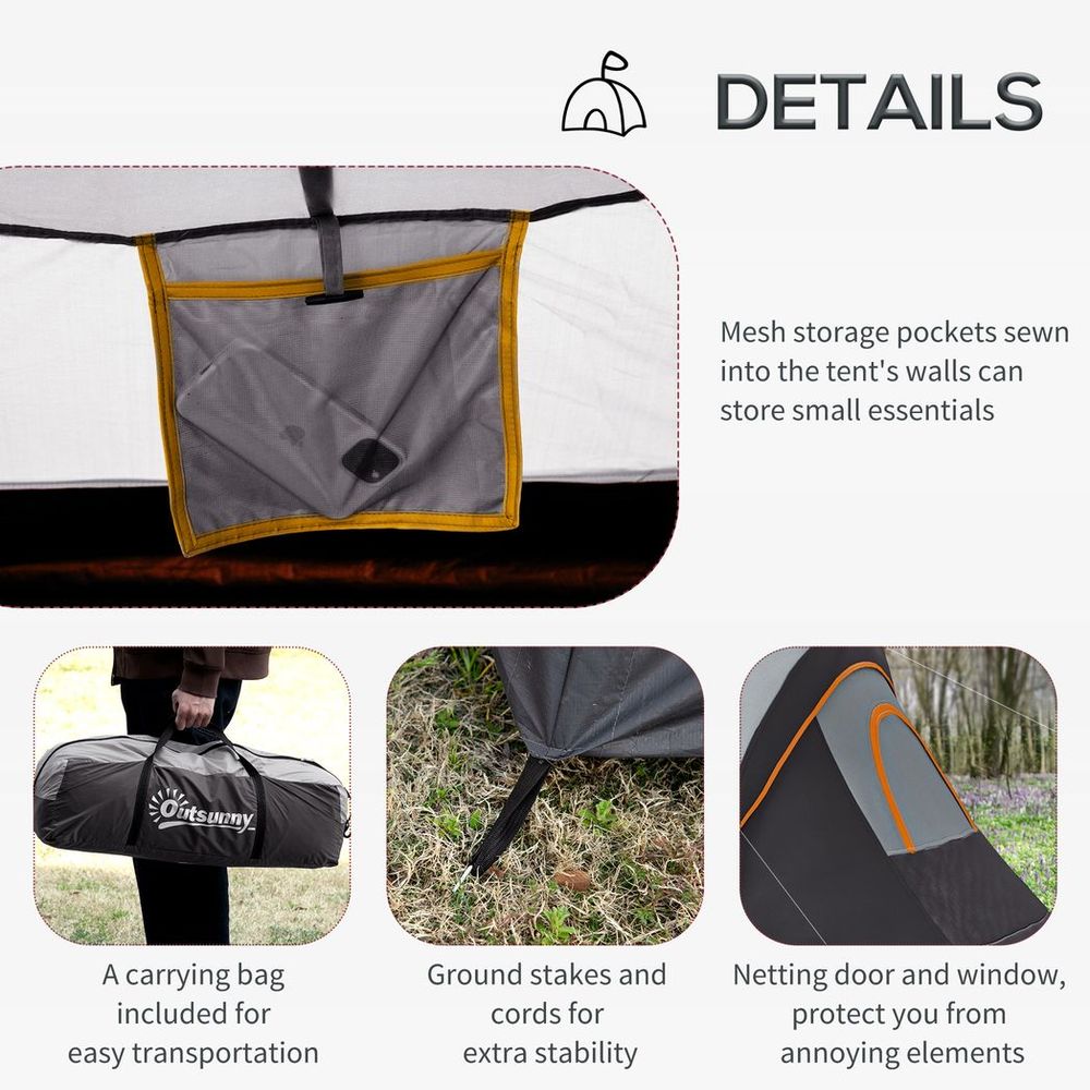 Outsunny Outdoor Camping Tent For 5-6 W/ Bag, Fibreglass & Steel Frame
